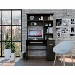 FM FURNITURE Weston Two Writing Computer Desk Black Engineered Wood -CYMAX Sales 2658724 3 L