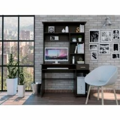 FM FURNITURE Weston Two Writing Computer Desk Black Engineered Wood -CYMAX Sales 2658724 4 L