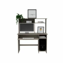 FM FURNITURE Weston Writing Computer Desk Gray Engineered Wood 13 FM FURNITURE Weston Writing Computer Desk Gray Engineered Wood -CYMAX Sales 2658727 4 L