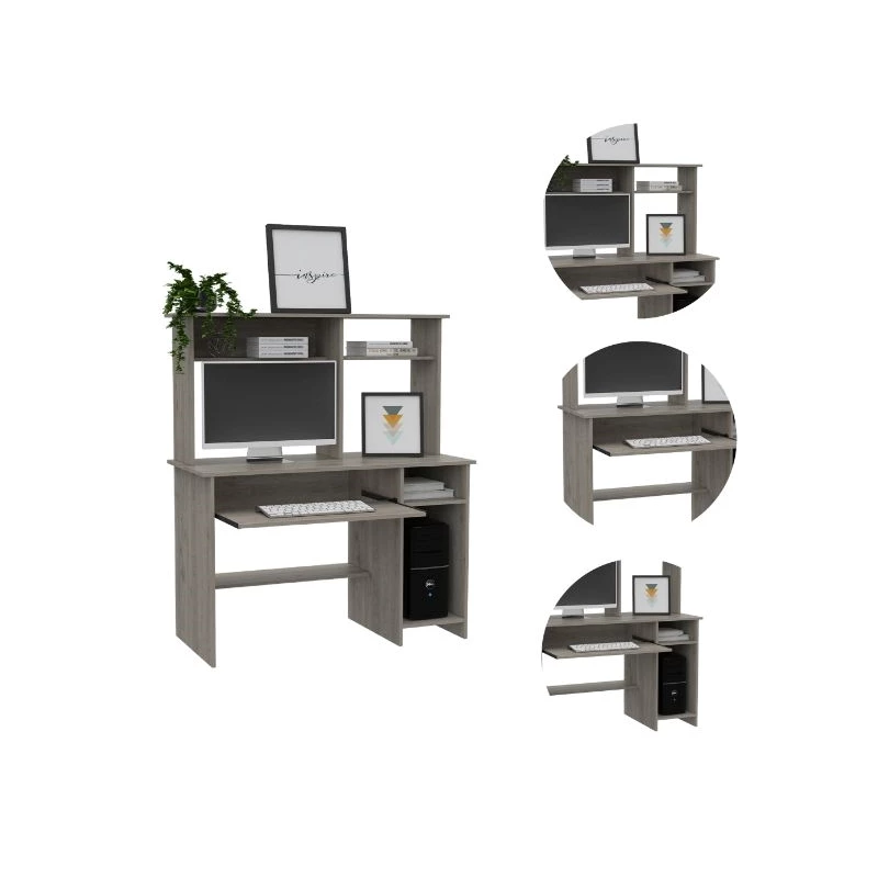 FM FURNITURE Weston Writing Computer Desk Gray Engineered Wood 8 FM FURNITURE Weston Writing Computer Desk Gray Engineered Wood - Image 6