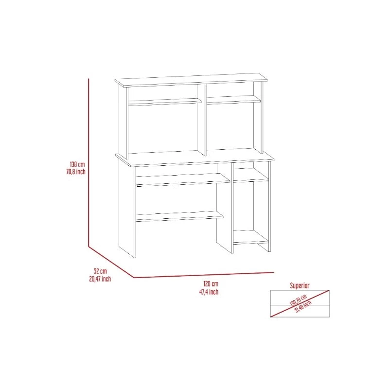 FM FURNITURE Weston Writing Computer Desk Gray Engineered Wood 9 FM FURNITURE Weston Writing Computer Desk Gray Engineered Wood - Image 7