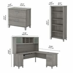 UrbanPro 72W L Shaped Desk Set With Hutch And Storage In Gray - Engineered Wood -CYMAX Sales 2662489 5 L