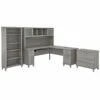 UrbanPro 72W L Shaped Desk Set With Hutch And Storage In Gray - Engineered Wood -CYMAX Sales 2662489 L