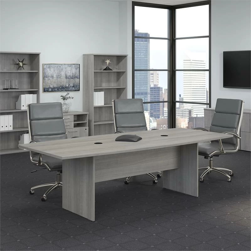 UrbanPro Conference Table With Wood Base In Platinum Gray - Engineered Wood 4 UrbanPro Conference Table With Wood Base In Platinum Gray - Engineered Wood - Image 2