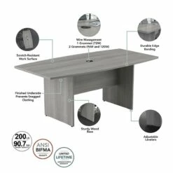 UrbanPro Conference Table With Wood Base In Platinum Gray - Engineered Wood 11 UrbanPro Conference Table With Wood Base In Platinum Gray - Engineered Wood -CYMAX Sales 2662492 2 L