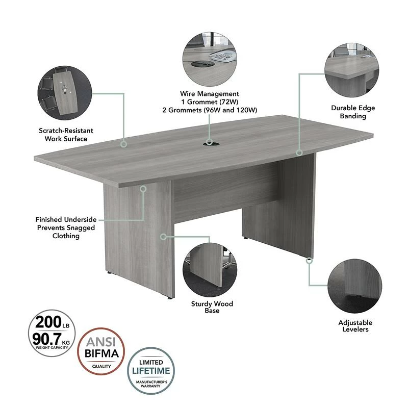 UrbanPro Conference Table With Wood Base In Platinum Gray - Engineered Wood 5 UrbanPro Conference Table With Wood Base In Platinum Gray - Engineered Wood - Image 3