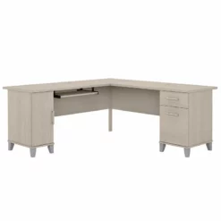 UrbanPro 72W L Shaped Desk With Storage In Sand Oak - Engineered Wood