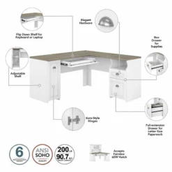 UrbanPro 60W L Desk With Hutch In Shiplap Gray And White - Engineered Wood -CYMAX Sales 2662503 2 L