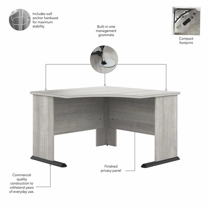 UrbanPro 48W Corner Computer Desk In Platinum Gray - Engineered Wood 9 UrbanPro 48W Corner Computer Desk In Platinum Gray - Engineered Wood - Image 7