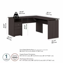 UrbanPro 3 Position L Shaped Sit Stand Desk In Heather Gray - Engineered Wood -CYMAX Sales 2662538 10 L