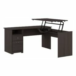 UrbanPro 3 Position L Shaped Sit Stand Desk In Heather Gray - Engineered Wood