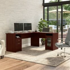 Bush Furniture Cabot 72W L Shaped Desk In Harvest Cherry - Engineered Wood 11 Bush Furniture Cabot 72W L Shaped Desk In Harvest Cherry - Engineered Wood -CYMAX Sales 2663459 1 L