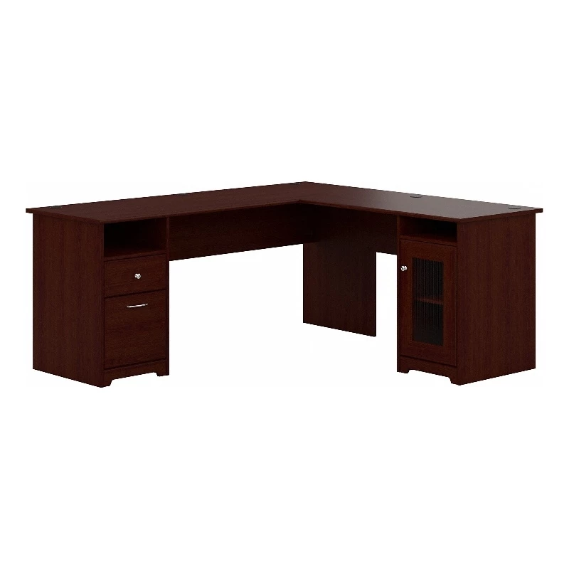Bush Furniture Cabot 72W L Shaped Desk In Harvest Cherry - Engineered Wood 3 Bush Furniture Cabot 72W L Shaped Desk In Harvest Cherry - Engineered Wood
