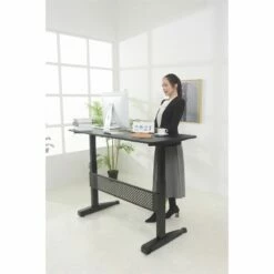 ApexDesk 55" Modern Metal And Wood Pneumatic Height Adjustable Desk In Black