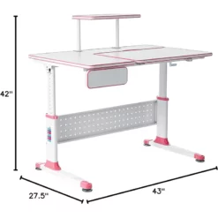 ApexDesk DX Series Children's Height Adjustable Chair With Study Desk In Pink -CYMAX Sales 2663592 9 L