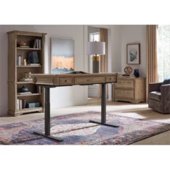 Traditional Wood Electronic Sit Stand Desk Standing Desk Light Brown 17 Traditional Wood Electronic Sit Stand Desk Standing Desk Light Brown -CYMAX Sales 2664470 2 L