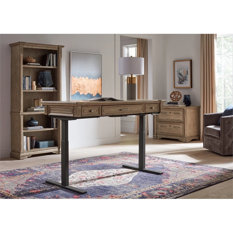 Traditional Wood Electronic Sit Stand Desk Standing Desk Light Brown 5 Traditional Wood Electronic Sit Stand Desk Standing Desk Light Brown - Image 3