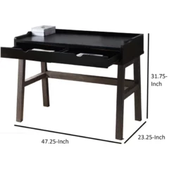 Dual Toned Wood Desk With Two Sleek Drawers And Slightly Splayed Legs Gray Black 24 Dual Toned Wood Desk With Two Sleek Drawers And Slightly Splayed Legs Gray Black -CYMAX Sales 2667841 10 L