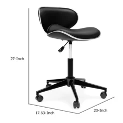 Benzara Sia 18" Swivel Modern Office Chair Faux Leather Metal Trim In Black -CYMAX Sales 2667937 4 L