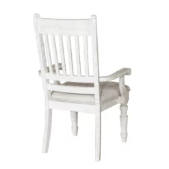 Home Fare Valley Ridge Wood Dining Arm Chair In Distressed White Finish -CYMAX Sales 2668532 5 L