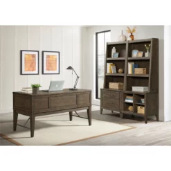 Intercon Furniture Preston Home Office 58" Wood Half Ped Desk In Oak -CYMAX Sales 2669015 1 L
