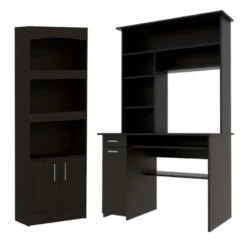 Home Square 2-Piece Set With Cabinet Bookcase And Desk With Hutch
