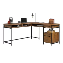 Sauder Iron City Engineered Wood L-Desk In Checked Oak Finish -CYMAX Sales 2669760 2 L
