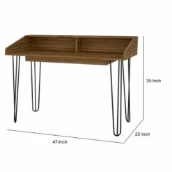 47 Inch Laptop Desk Sturdy Metal Hairpin Legs Dark Brown Wood Frame 10 47 Inch Laptop Desk Sturdy Metal Hairpin Legs Dark Brown Wood Frame -CYMAX Sales 2674051 4 L