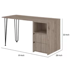 Ash 61 Inch Office Desk 2 Gliding Drawers Stylish Metal Hairpin Legs -CYMAX Sales 2674053 4 L