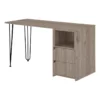Ash 61 Inch Office Desk 2 Gliding Drawers Stylish Metal Hairpin Legs 2 Ash 61 Inch Office Desk 2 Gliding Drawers Stylish Metal Hairpin Legs -CYMAX Sales 2674053 L