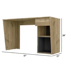 Ash 47 Inch Console Laptop Desk 2 Compartments Brown Eucalyptus Wood -CYMAX Sales 2674054 4 L