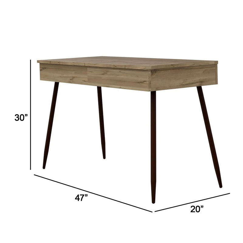 Ruby 48 Inch Writing Desk Lift Top Storage Tapered Legs Natural Brown 4 Ruby 48 Inch Writing Desk Lift Top Storage Tapered Legs Natural Brown - Image 2