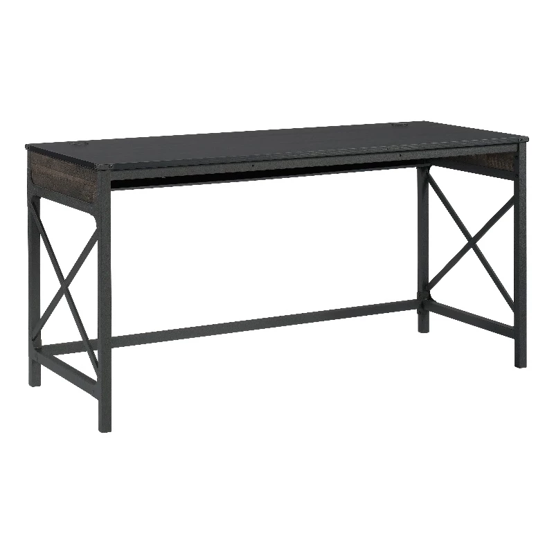 Sauder Foundry Road Engineered Wood/Metal 60x24 Table Desk In Carbon Oak 3 Sauder Foundry Road Engineered Wood/Metal 60x24 Table Desk In Carbon Oak