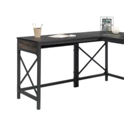 Sauder Foundry Road Engineered Wood/Metal 36" Desk Return In Carbon Oak -CYMAX Sales 2674461 2 L