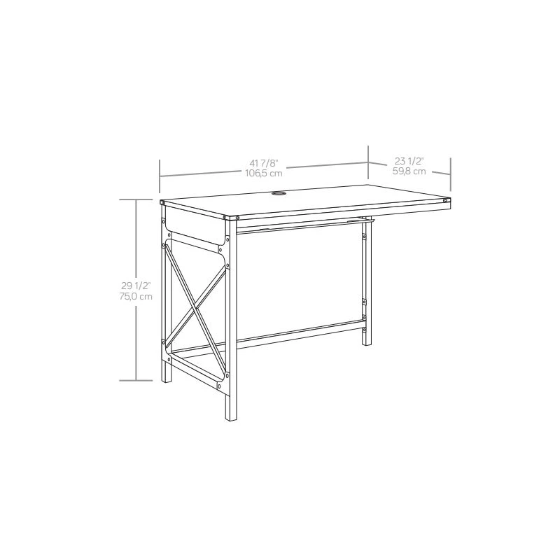 Sauder Foundry Road Engineered Wood/Metal 42" Desk Return In Carbon Oak 4 Sauder Foundry Road Engineered Wood/Metal 42" Desk Return In Carbon Oak - Image 2