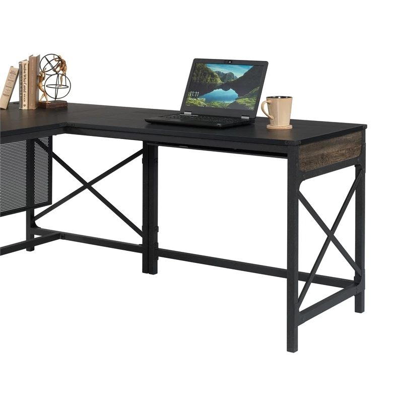 Sauder Foundry Road Engineered Wood/Metal 42" Desk Return In Carbon Oak 5 Sauder Foundry Road Engineered Wood/Metal 42" Desk Return In Carbon Oak - Image 3