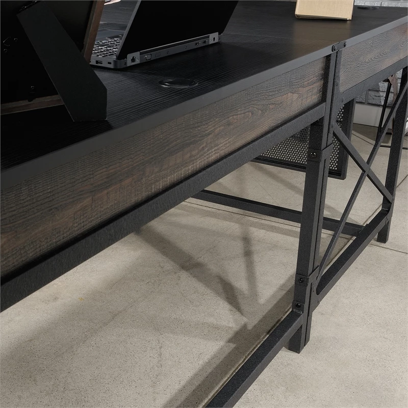 Sauder Foundry Road Engineered Wood/Metal 42" Desk Return In Carbon Oak 9 Sauder Foundry Road Engineered Wood/Metal 42" Desk Return In Carbon Oak - Image 7