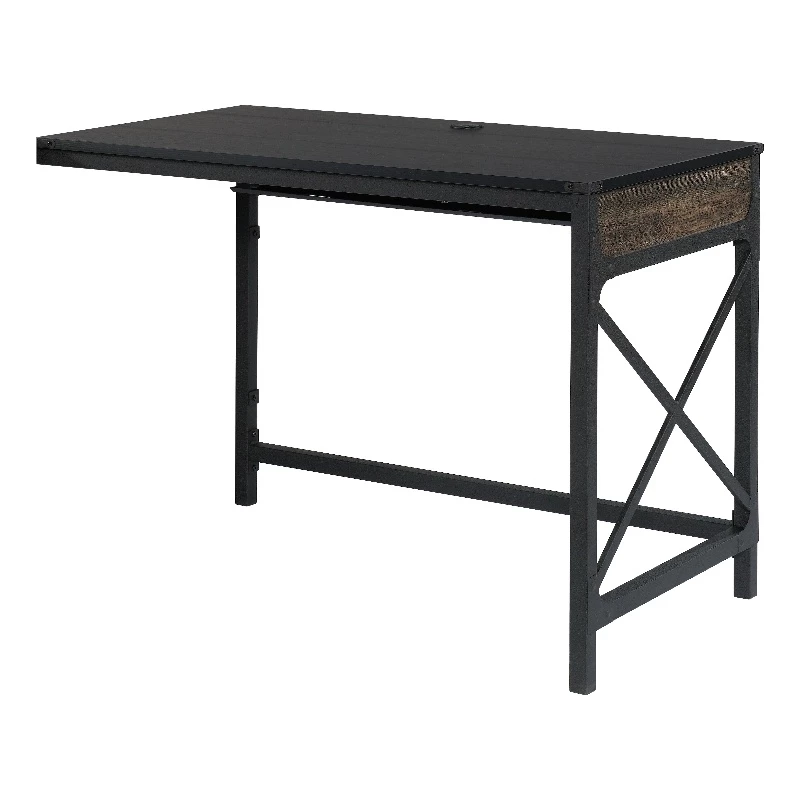 Sauder Foundry Road Engineered Wood/Metal 42" Desk Return In Carbon Oak 3 Sauder Foundry Road Engineered Wood/Metal 42" Desk Return In Carbon Oak