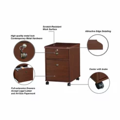 Home Square 2-Piece Set With Mobile File Cabinet And Writing Desk -CYMAX Sales 2675619 16 L
