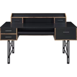 Computer Desk With Low Hutch And 5 Drawers Black -CYMAX Sales 2676270 1 L