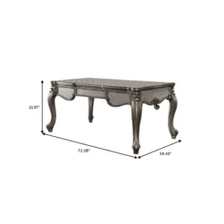 Three Drawer Executive Desk With Oversized Cabriole Legs Antique Silver -CYMAX Sales 2676289 4 L