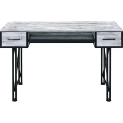 Computer Desk With 2 Drawers And Keyboard Tray Gray And Black -CYMAX Sales 2676408 1 L