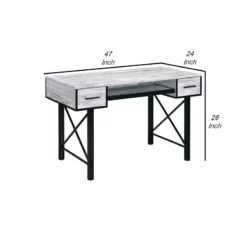 Computer Desk With 2 Drawers And Keyboard Tray Gray And Black -CYMAX Sales 2676408 4 L