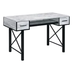 Computer Desk With 2 Drawers And Keyboard Tray Gray And Black