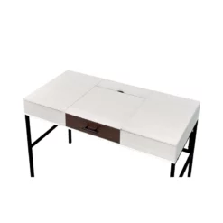 Writing Desk With 2 Hinged Top Storage Compartments White And Black -CYMAX Sales 2676412 2 L