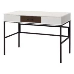 Writing Desk With 2 Hinged Top Storage Compartments White And Black