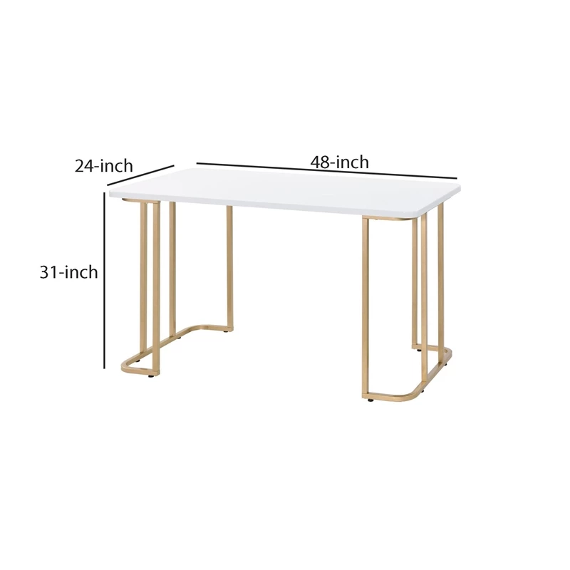 Writing Desk With Metal Curved Sled Base And Floor Protectors White 7 Writing Desk With Metal Curved Sled Base And Floor Protectors White - Image 5
