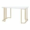 Writing Desk With Metal Curved Sled Base And Floor Protectors White 2 Writing Desk With Metal Curved Sled Base And Floor Protectors White -CYMAX Sales 2676413 11 L
