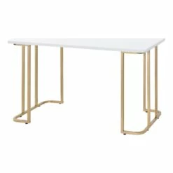 Writing Desk With Metal Curved Sled Base And Floor Protectors White