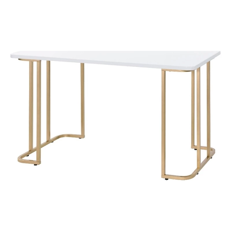 Writing Desk With Metal Curved Sled Base And Floor Protectors White 3 Writing Desk With Metal Curved Sled Base And Floor Protectors White
